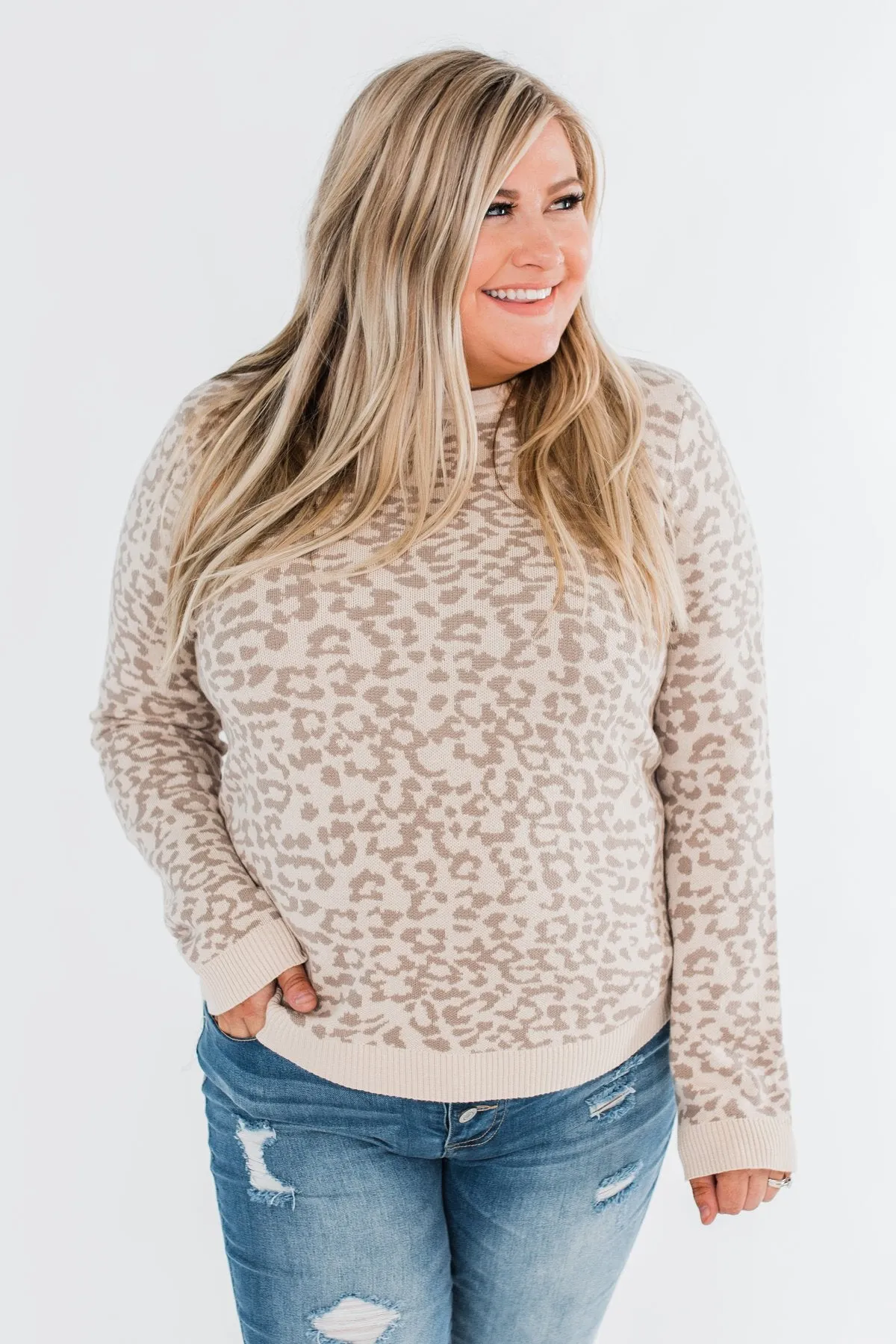 Naturally Fierce Leopard Sweater- Beige