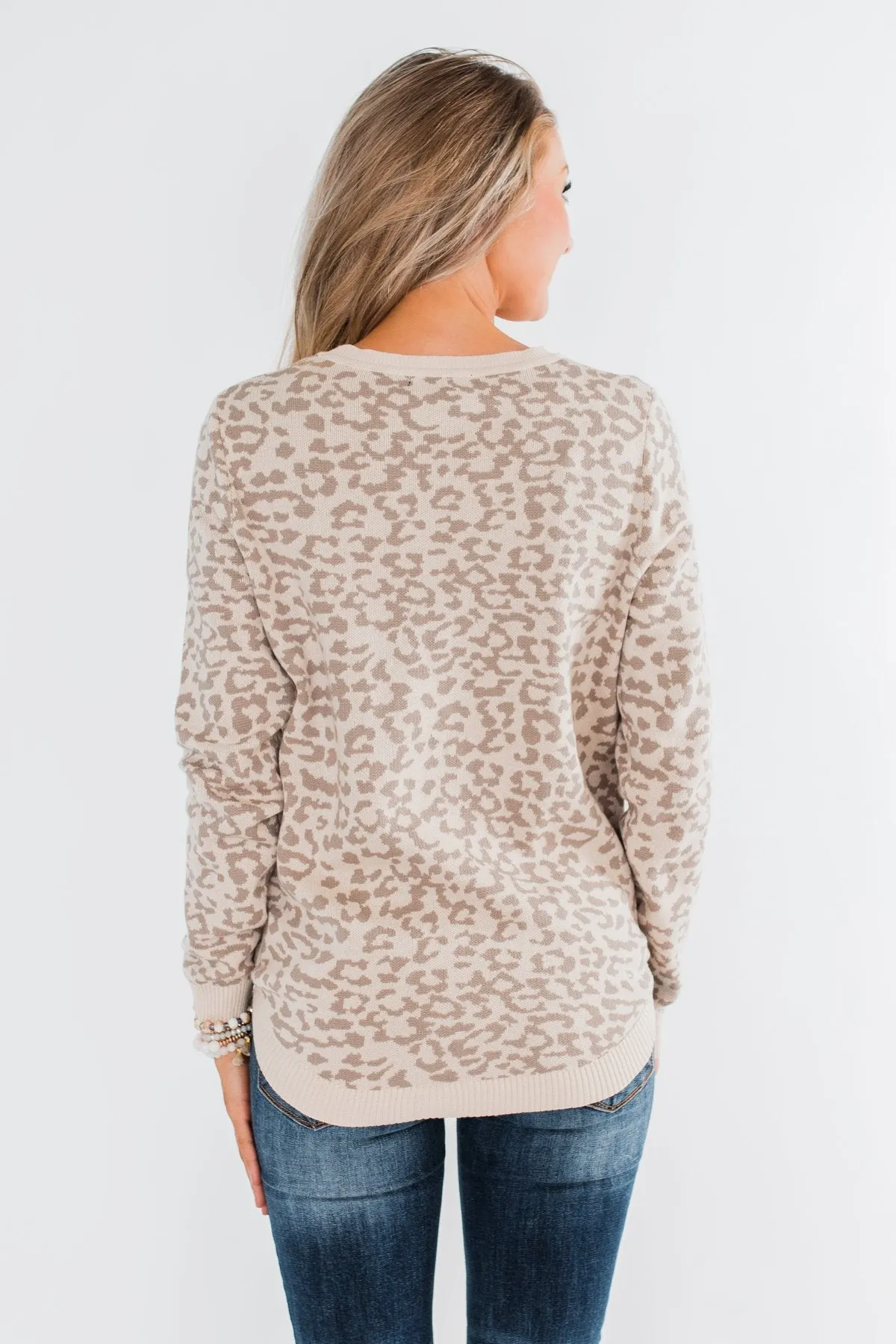 Naturally Fierce Leopard Sweater- Beige