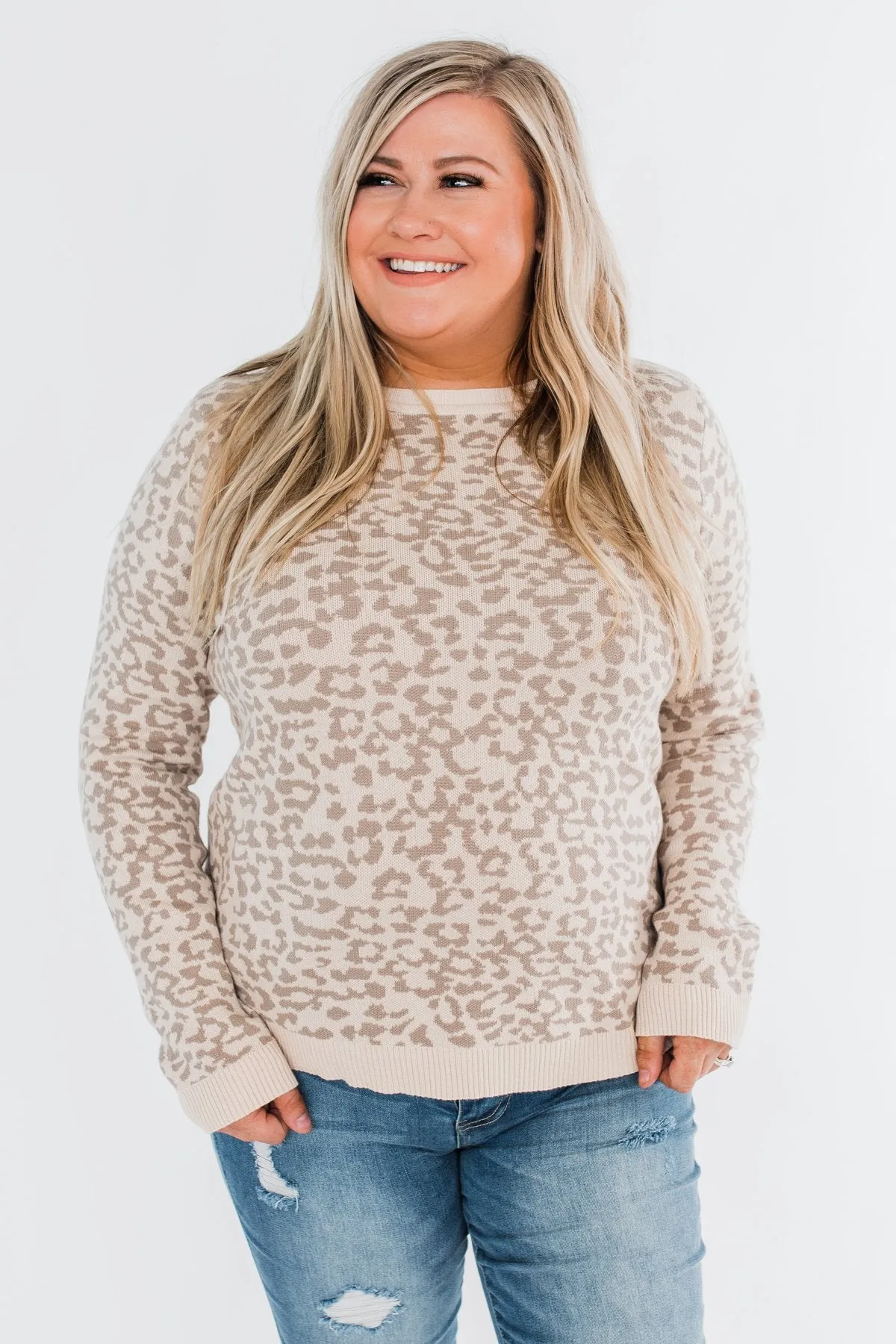Naturally Fierce Leopard Sweater- Beige