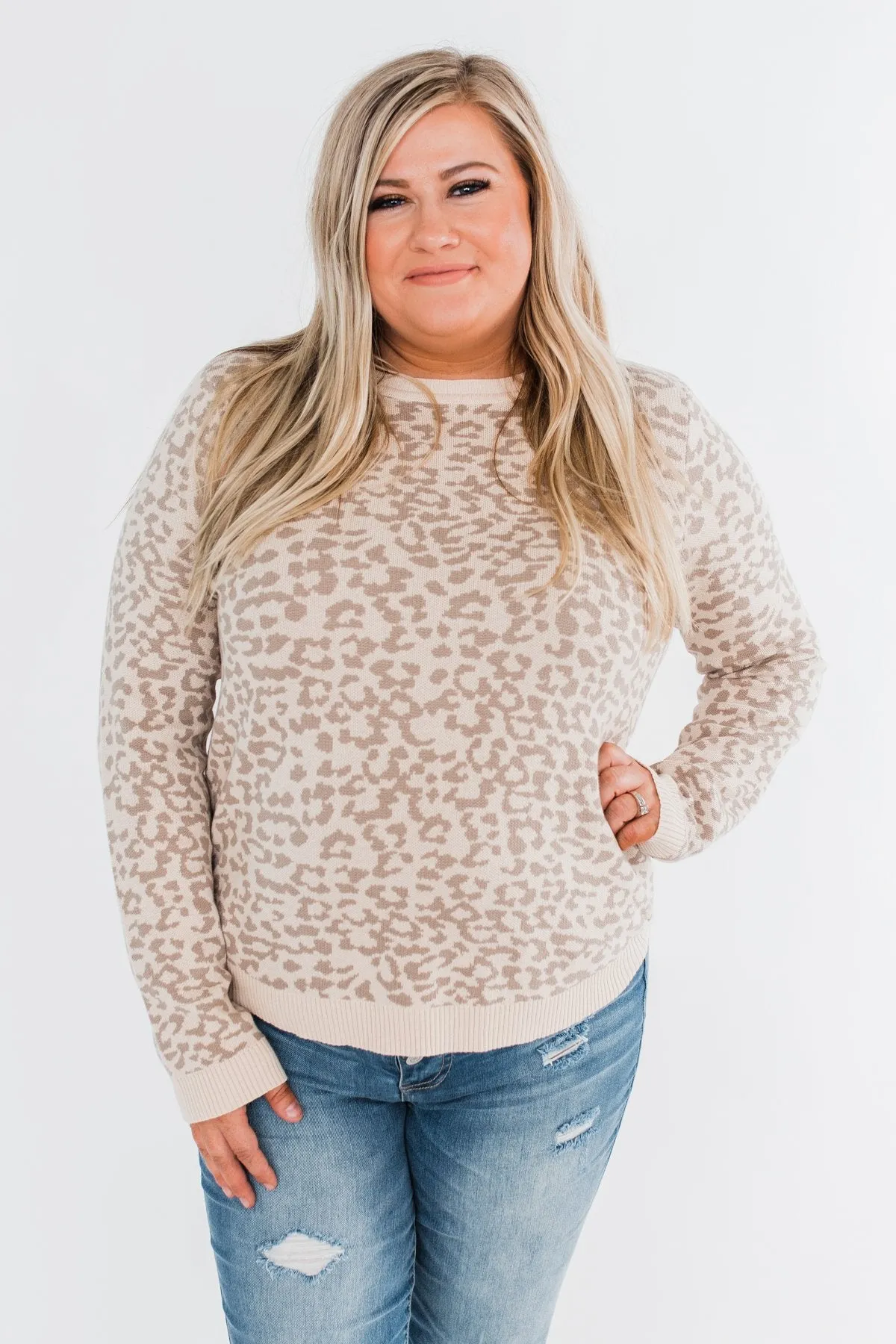 Naturally Fierce Leopard Sweater- Beige