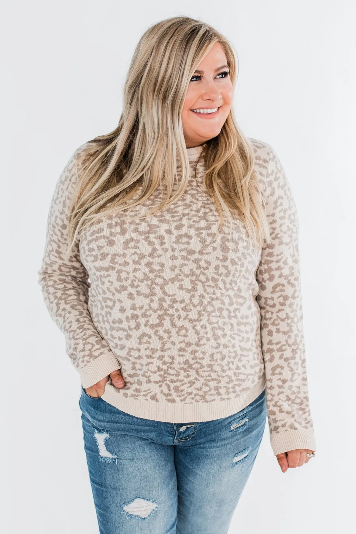 Naturally Fierce Leopard Sweater- Beige