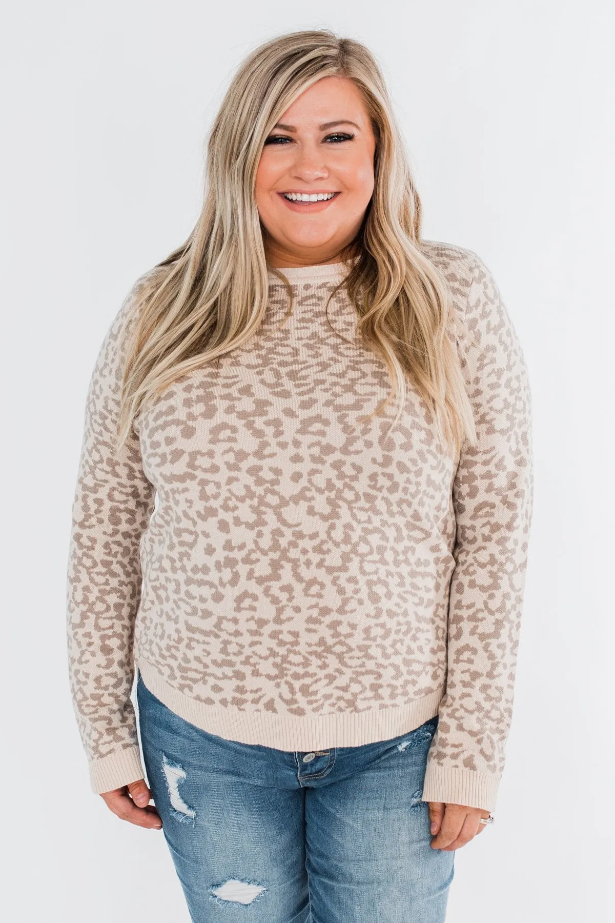 Naturally Fierce Leopard Sweater- Beige