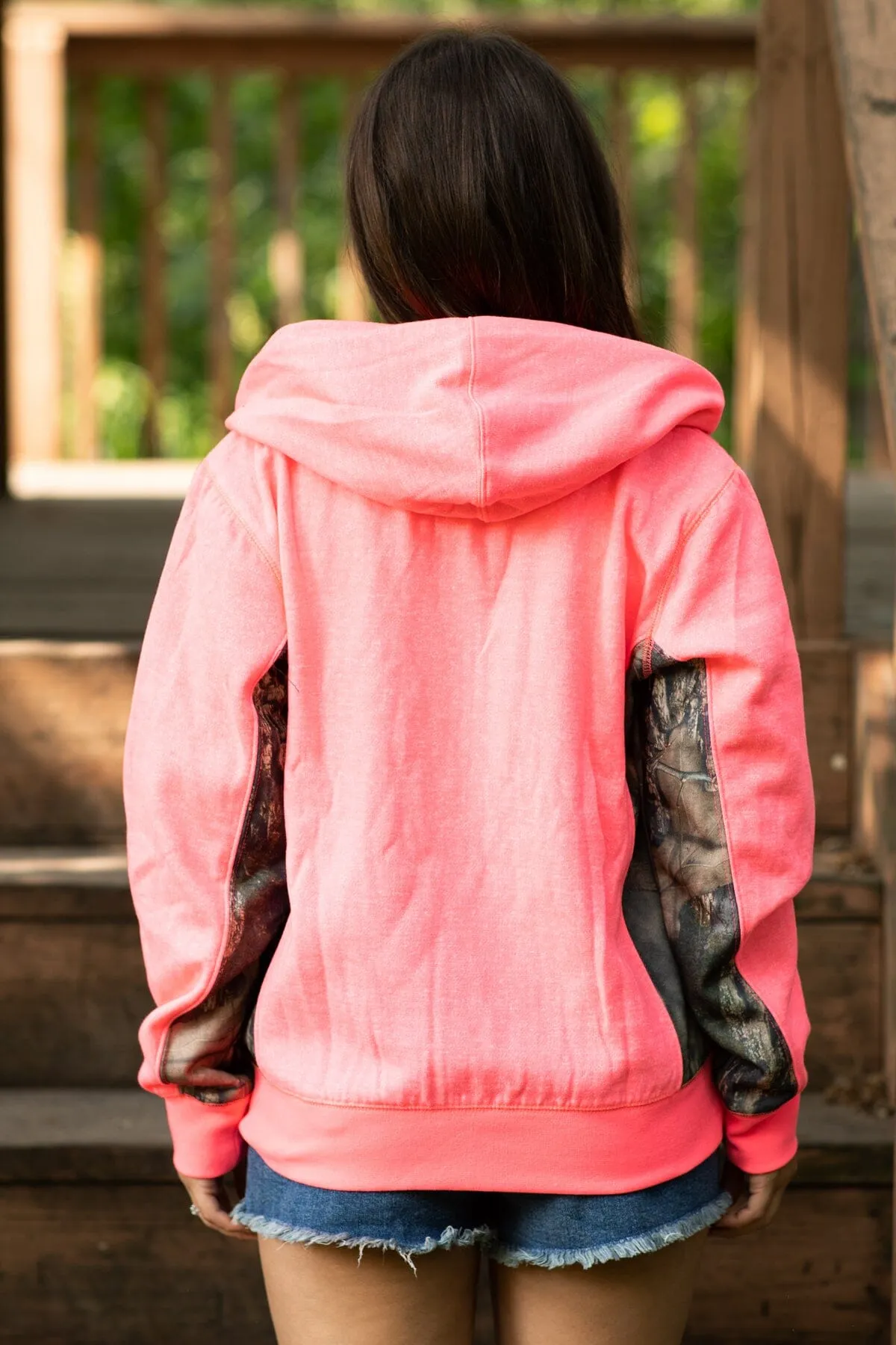 Neon Pink Camo Detail Full Zip Sweatshirt