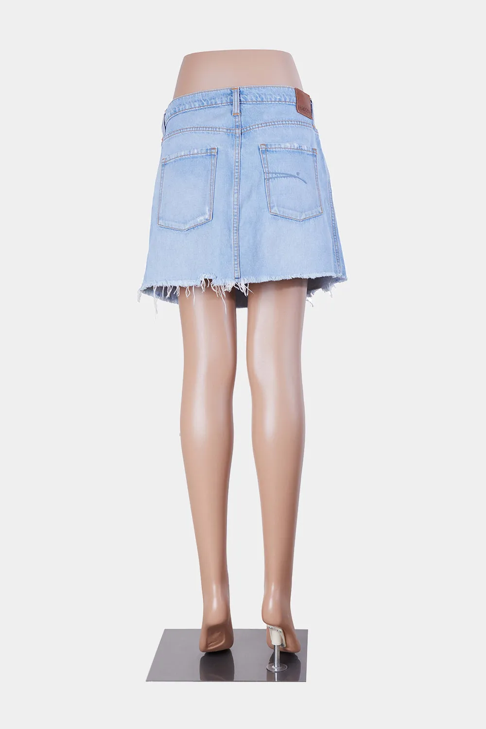 NOBODY Blue Distressed Denim Mini Skirt