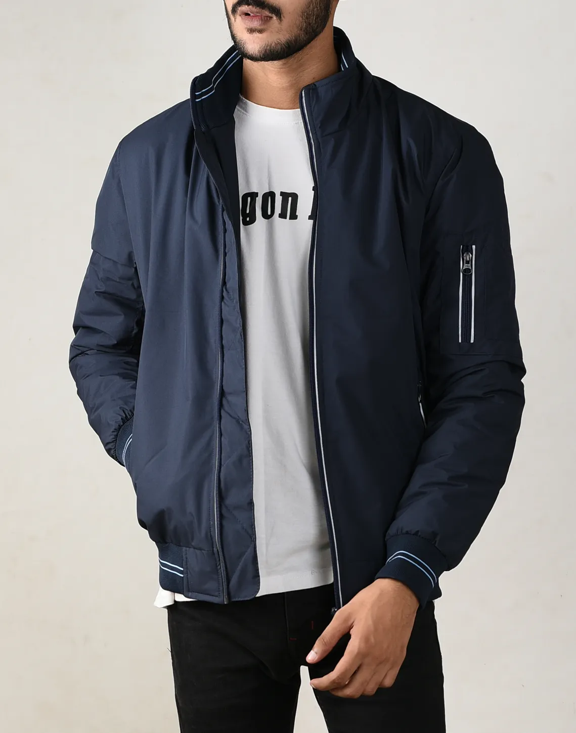 Ocean Blue Bomber Jacket