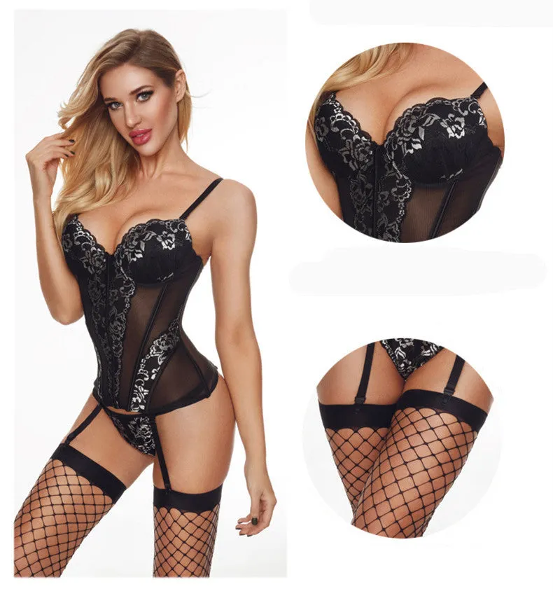 One Piece Fishnet Stockings Sexy Lingerie Black