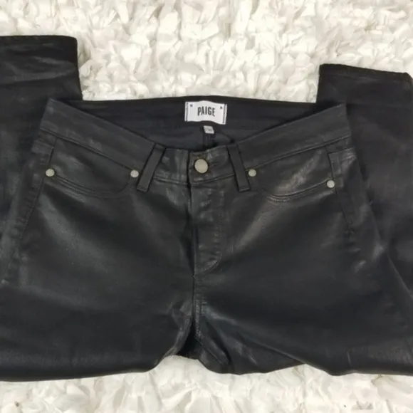 PAIGE Verdugo Black Silk Ultra Skinny Ankle Pants