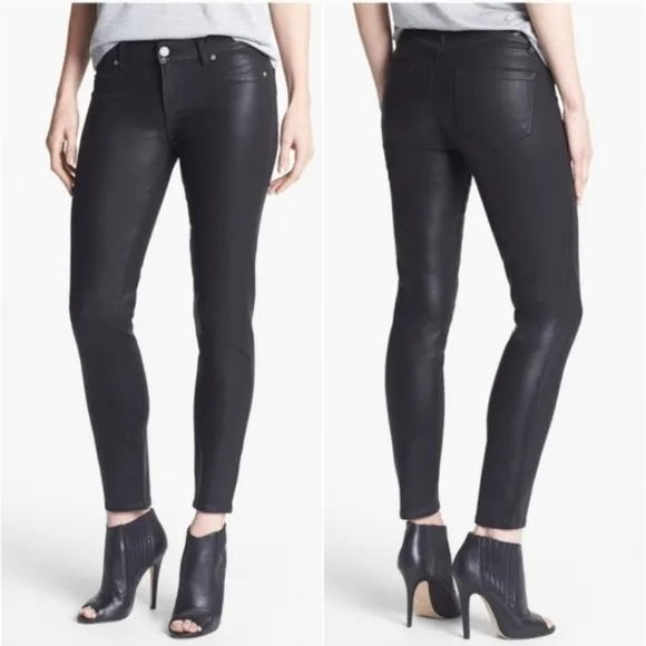 PAIGE Verdugo Black Silk Ultra Skinny Ankle Pants