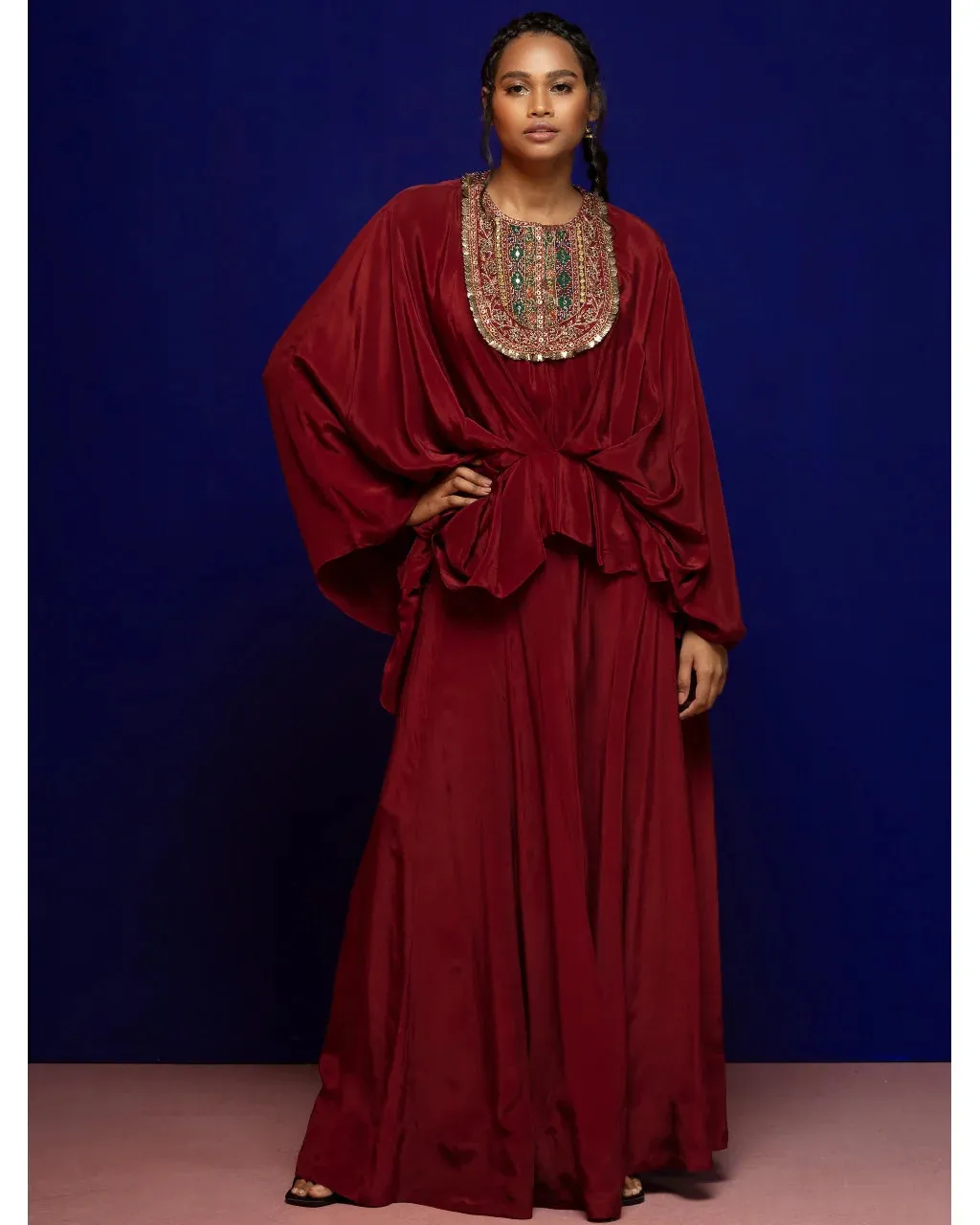 Plum Drape Top And Pant Set