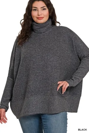 PLUS BRUSHED MELANGE HACCI TURTLENECK SW