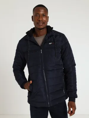 Puffer Jacket With Hoody - Navy