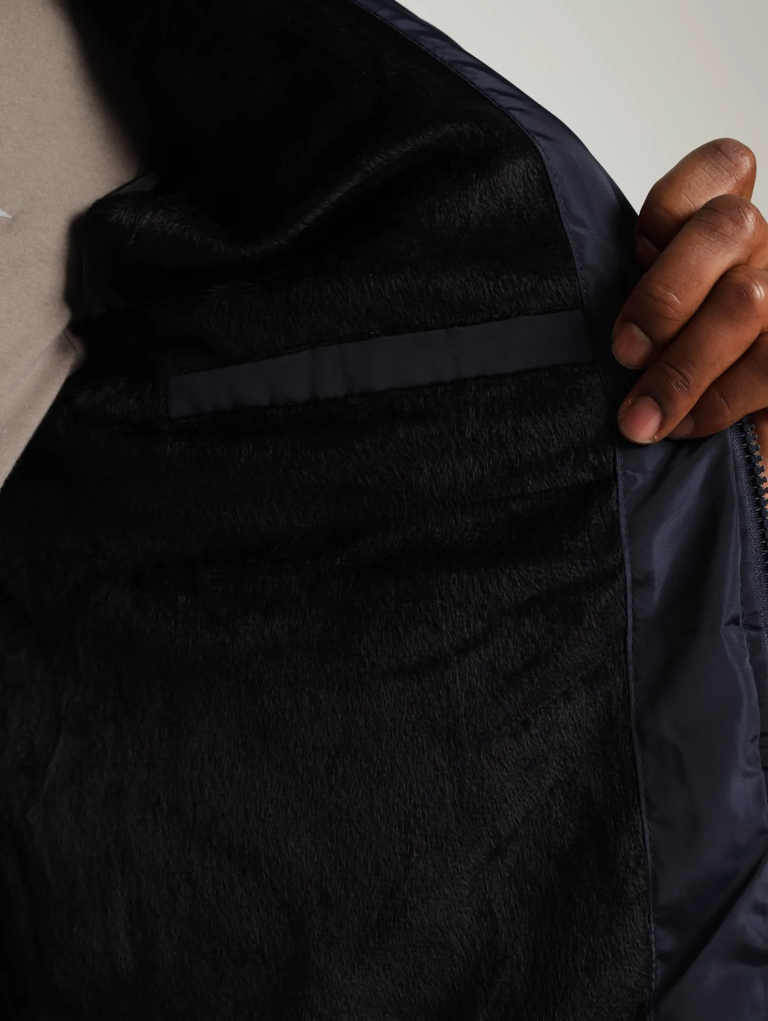Puffer Jacket With Hoody - Navy