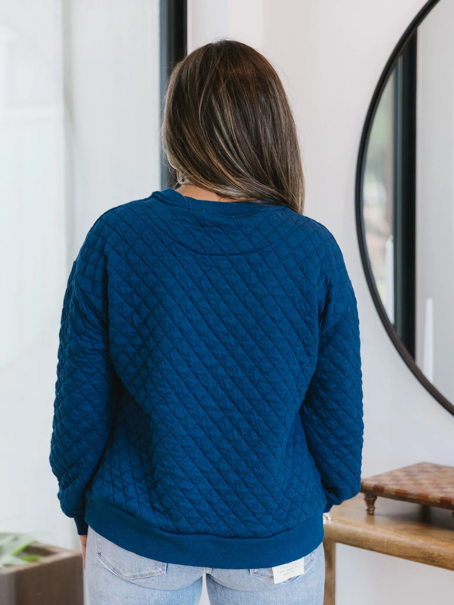 Quilted Crewneck Pullover
