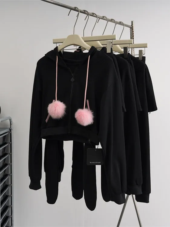 Rabbit Ear Preppy Sweatshirt Set UB98653