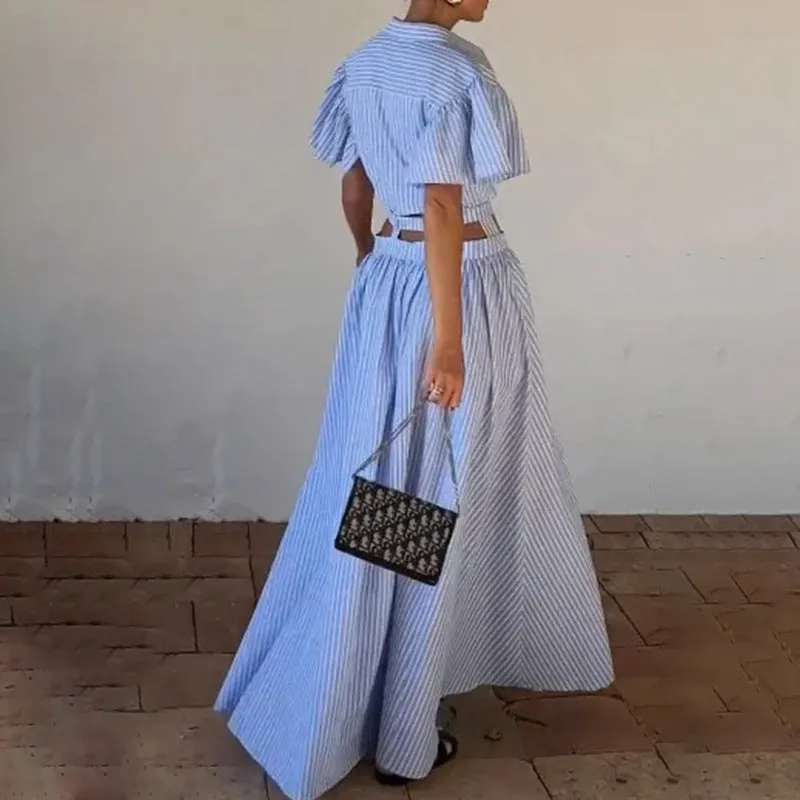 Retro Trendy Unique Navel Ripped Belt Dress