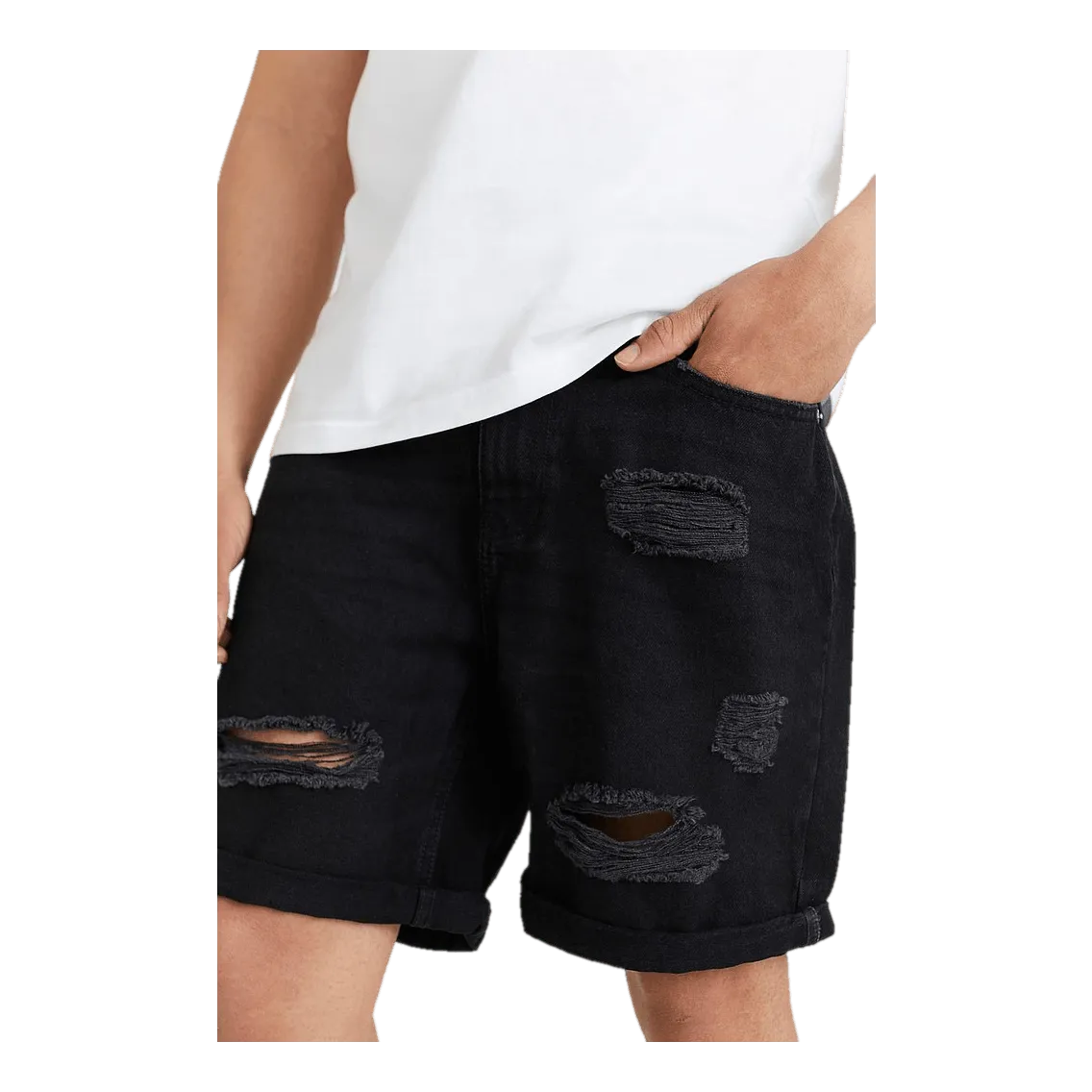 Ripped Denim Shorts Wash