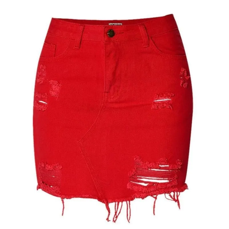Ripped Denim Skirt