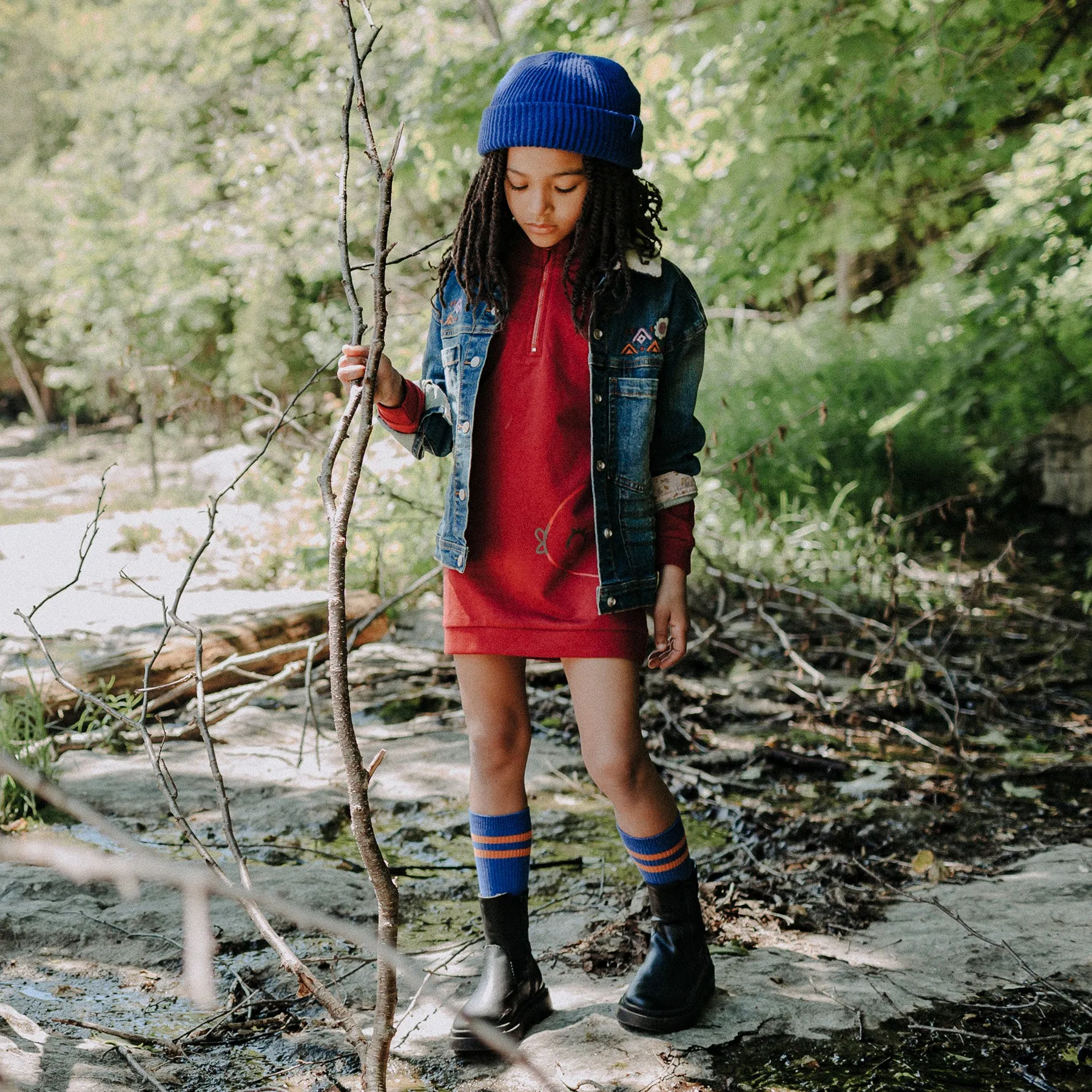 Robe tunique col à fermeture à glissière, enfant || Tunic dress with zipper collar, child