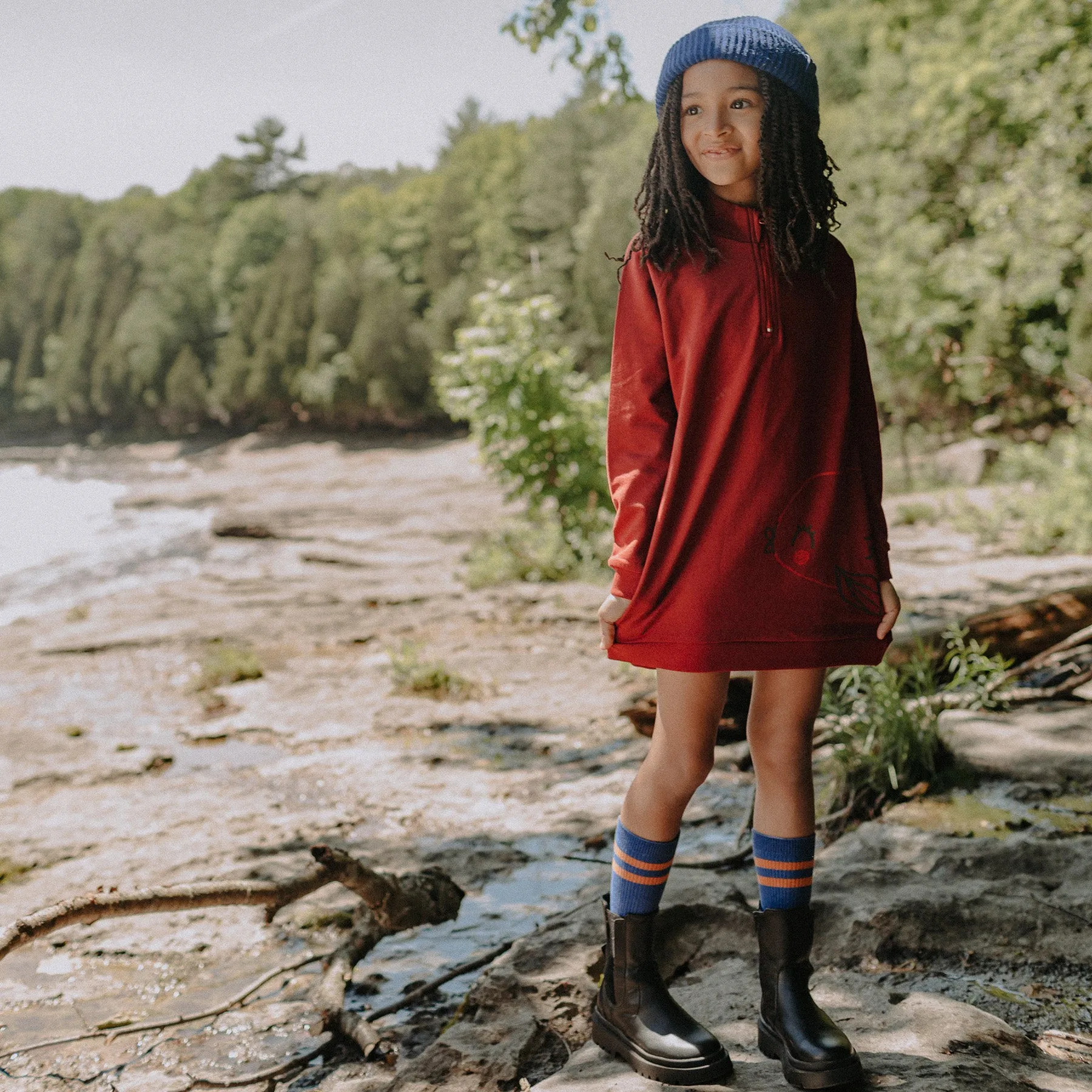 Robe tunique col à fermeture à glissière, enfant || Tunic dress with zipper collar, child