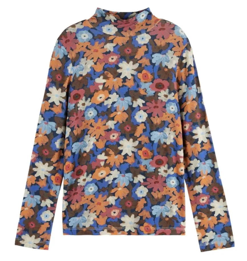 Scotch & Soda Allover Flowers Mock Neck