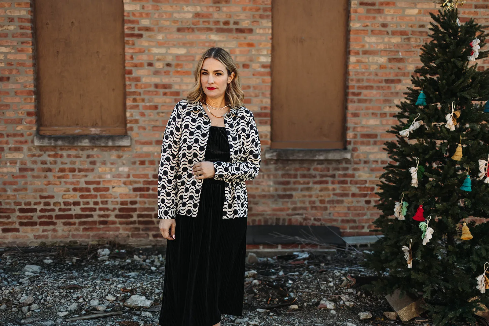 scout button down in vintage geometric