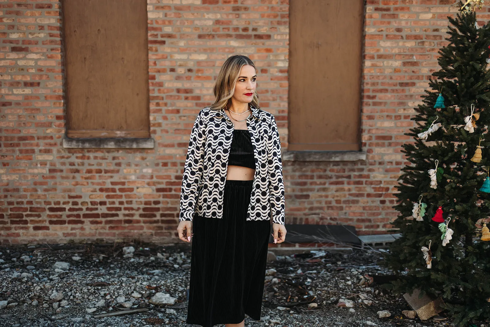 scout button down in vintage geometric