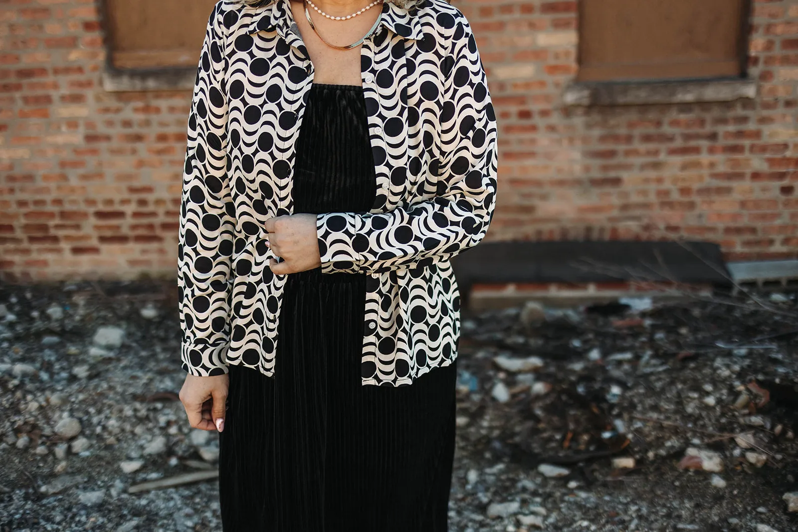 scout button down in vintage geometric