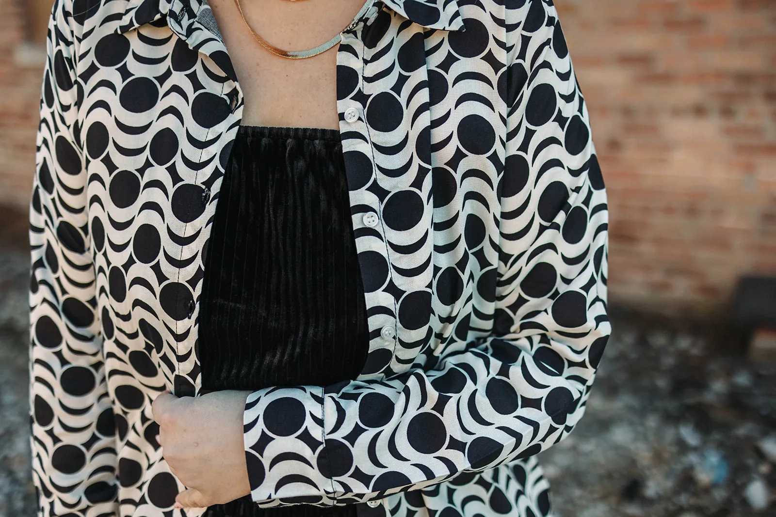scout button down in vintage geometric