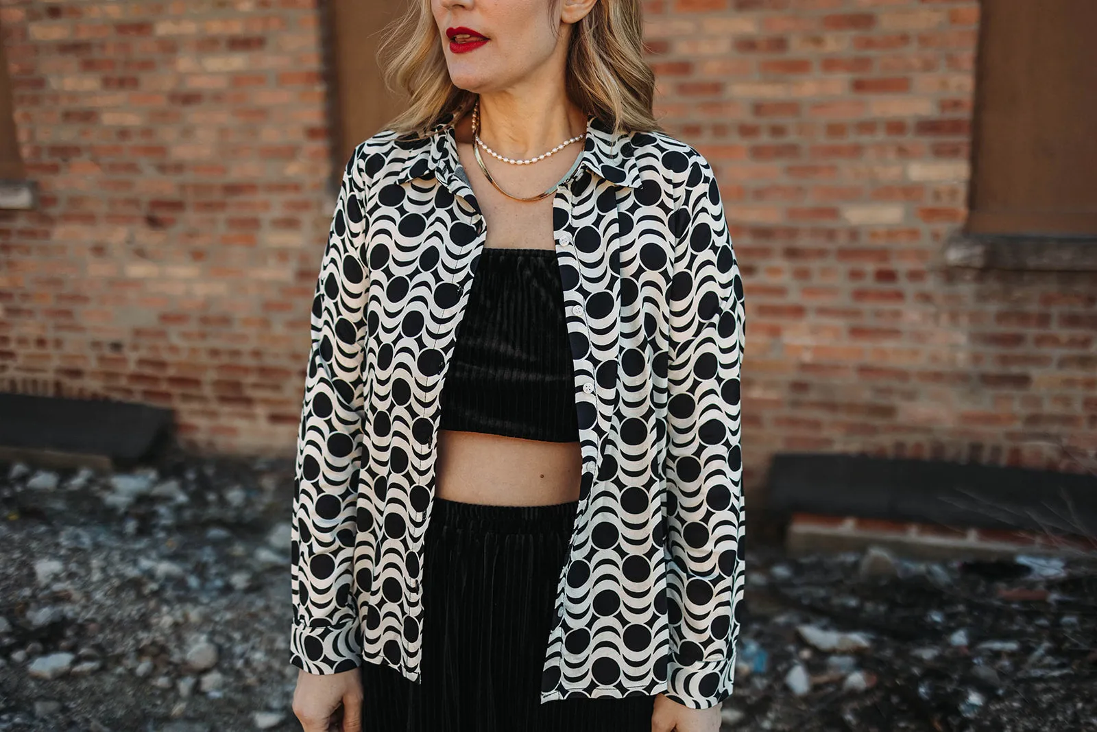 scout button down in vintage geometric