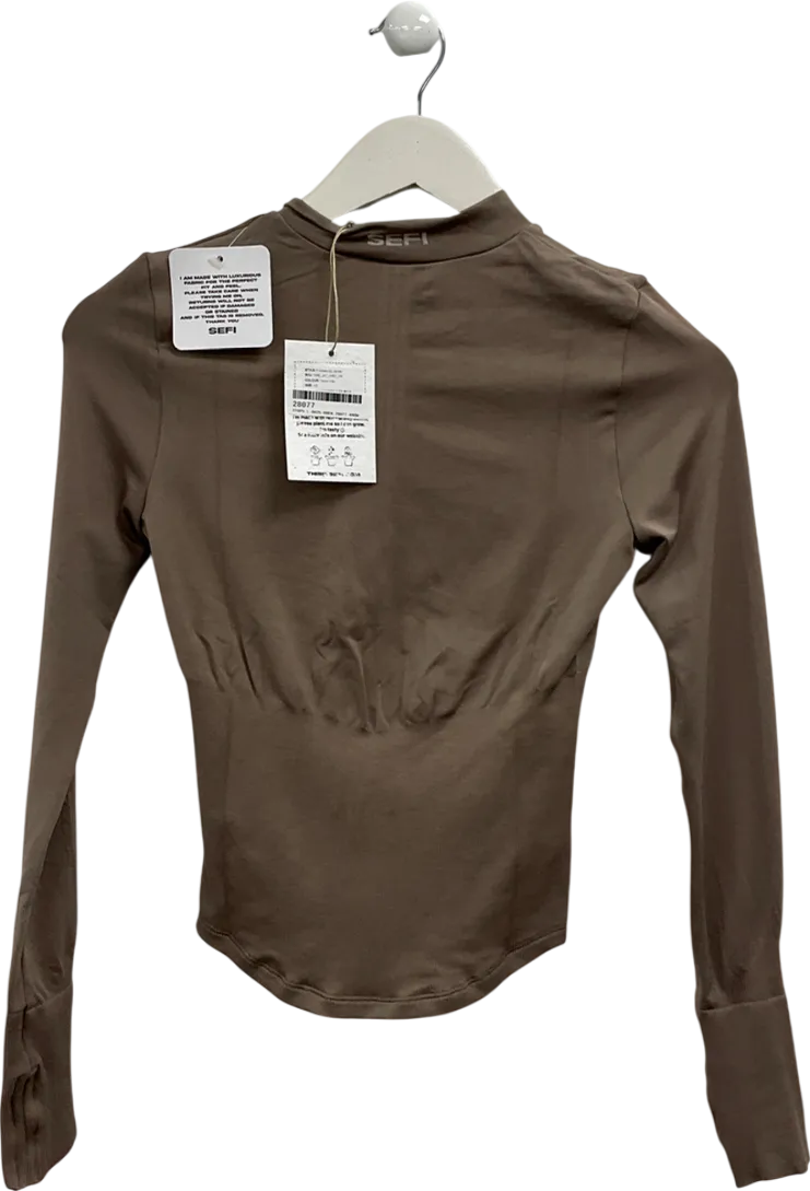 sefi Brown Timeless Zip Jacket - Taupe Gray UK XS