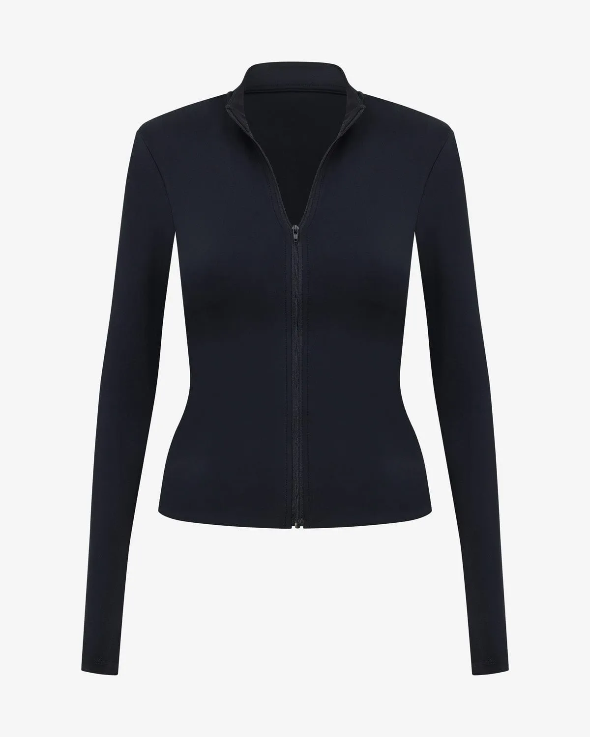 Serenity Longline Zip Up Jacket | Black