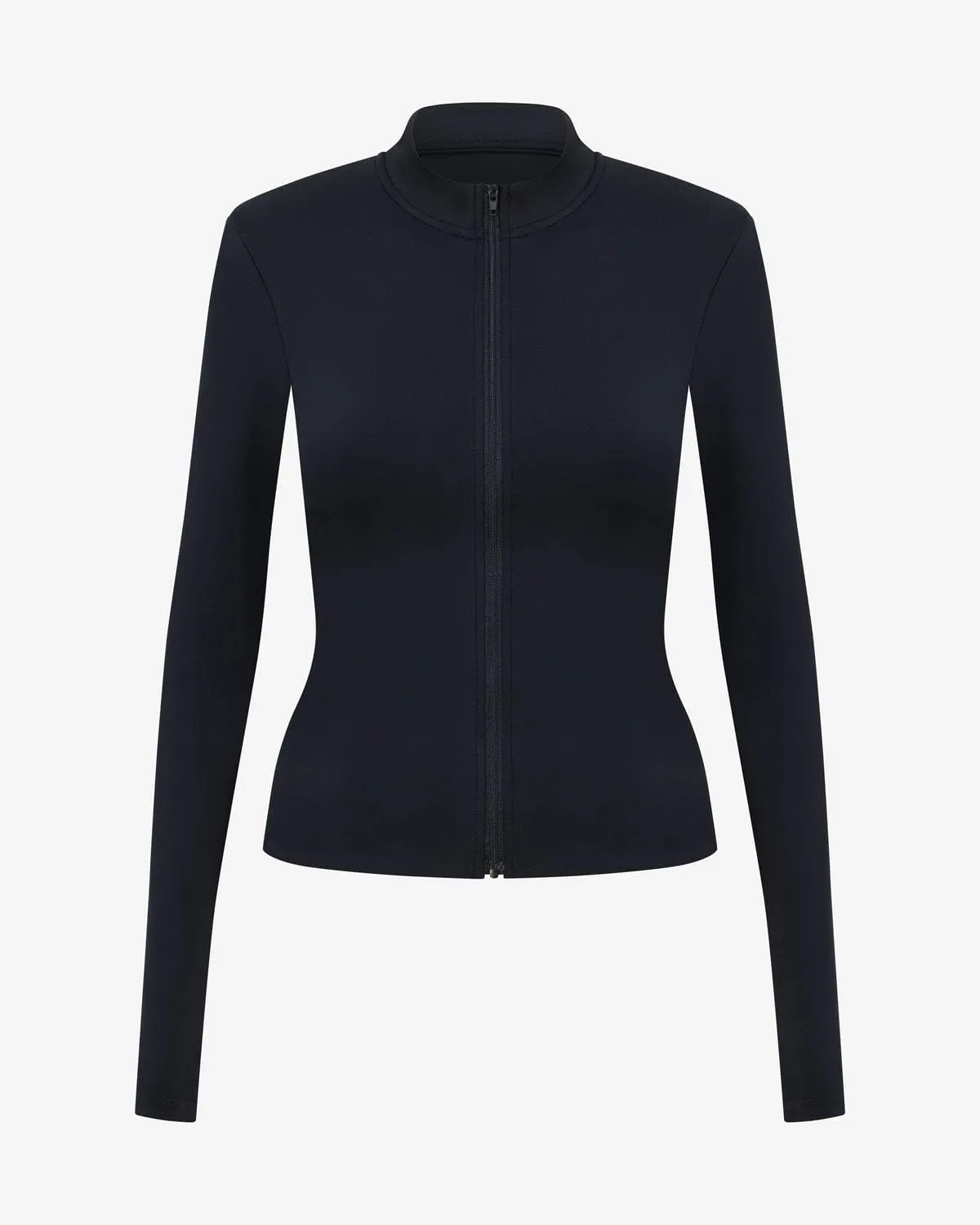 Serenity Longline Zip Up Jacket | Black