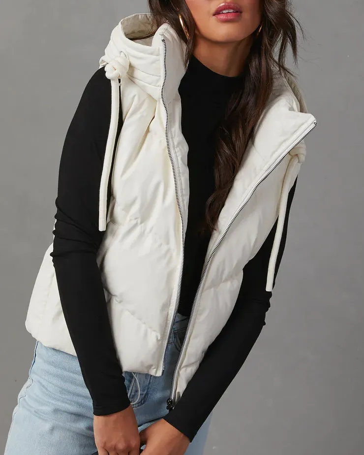 Short Hooded Down Sleeveless Vest
