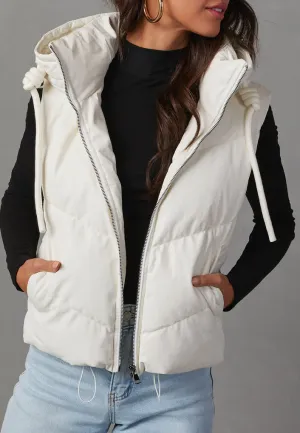 Short Hooded Down Sleeveless Vest