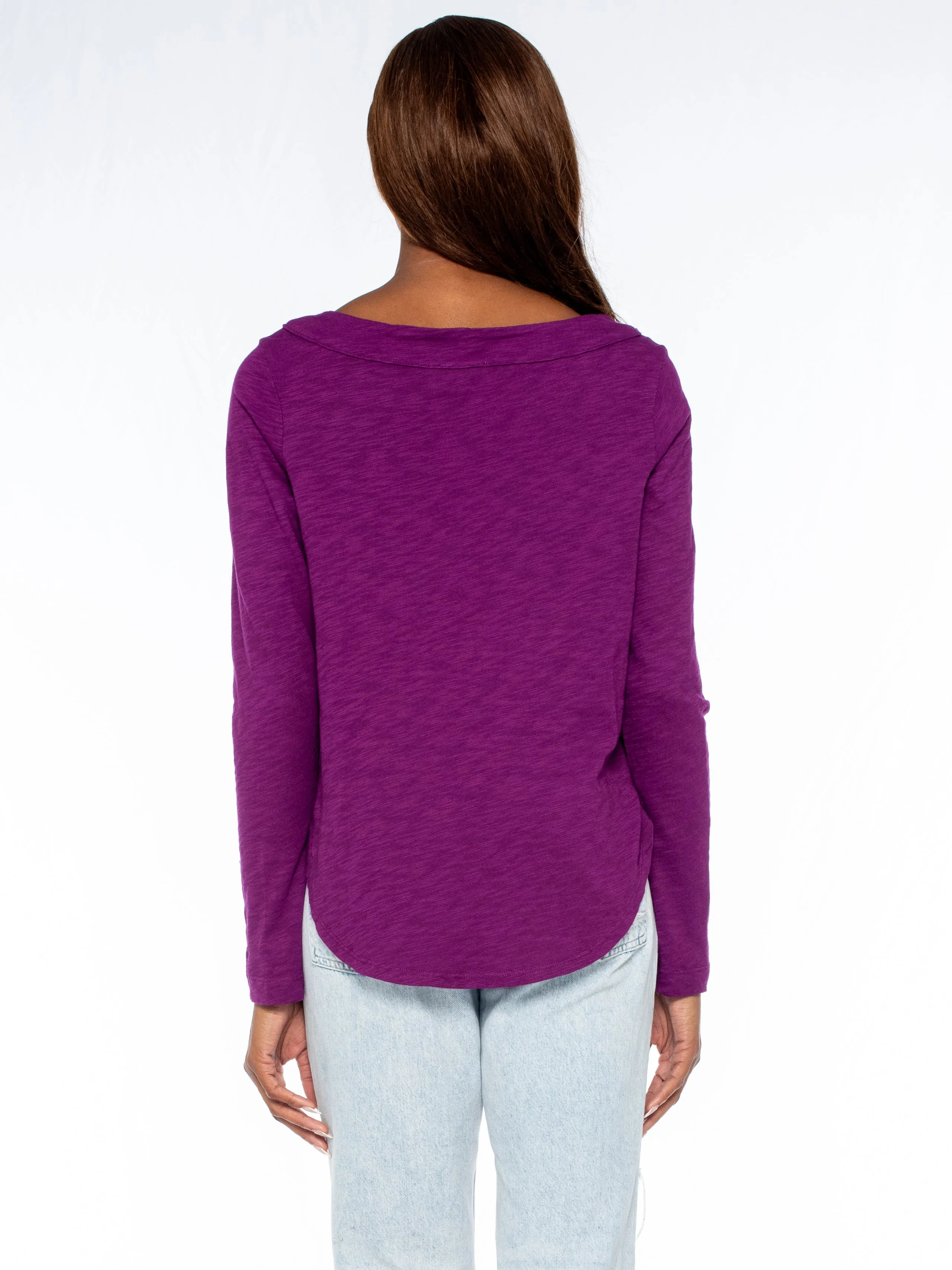 Shrunken L/S Bateau Neck Shirttail Tee