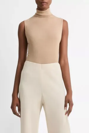 Sleeveless Turtleneck in Heather Cashew