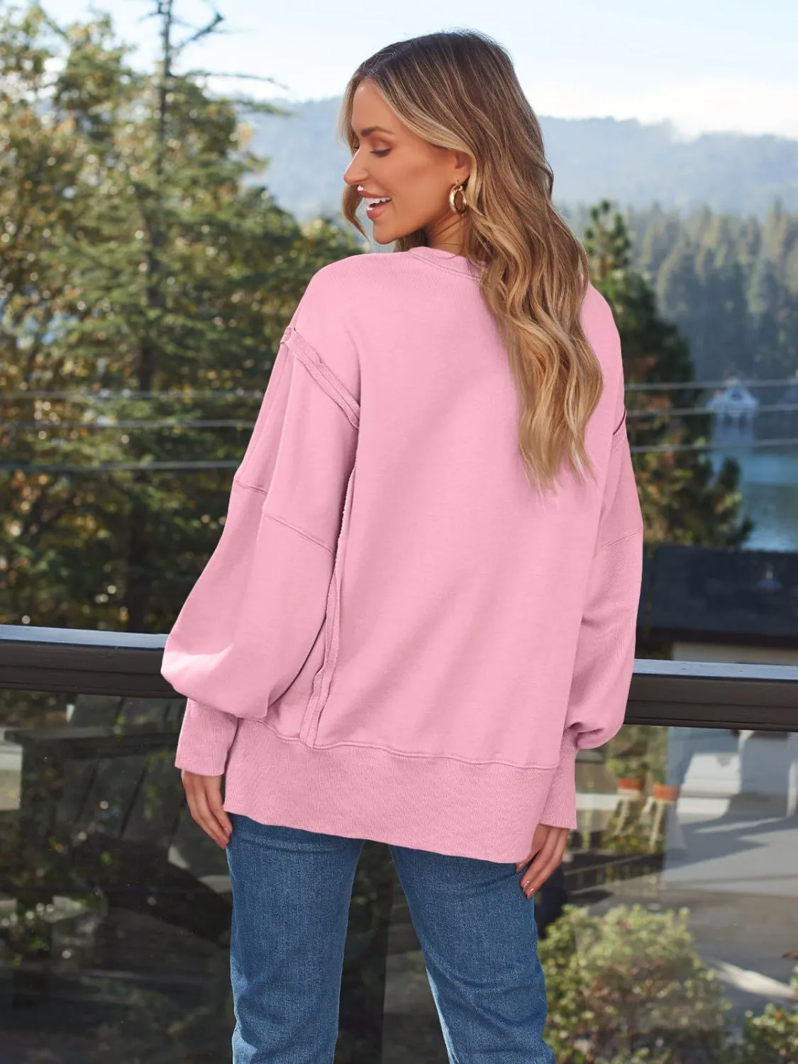 Slit Long Sleeve Sweatshirt