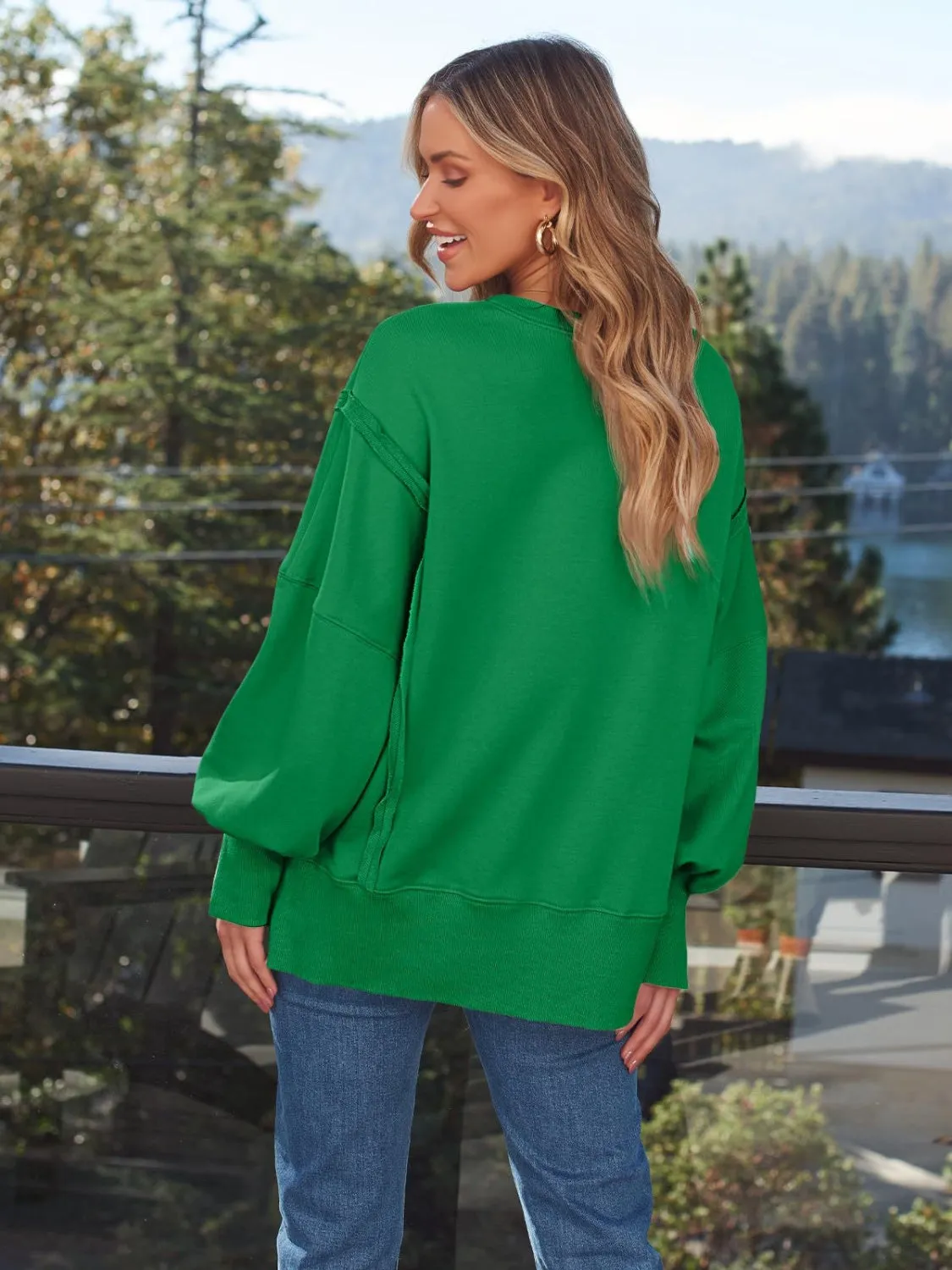 Slit Long Sleeve Sweatshirt