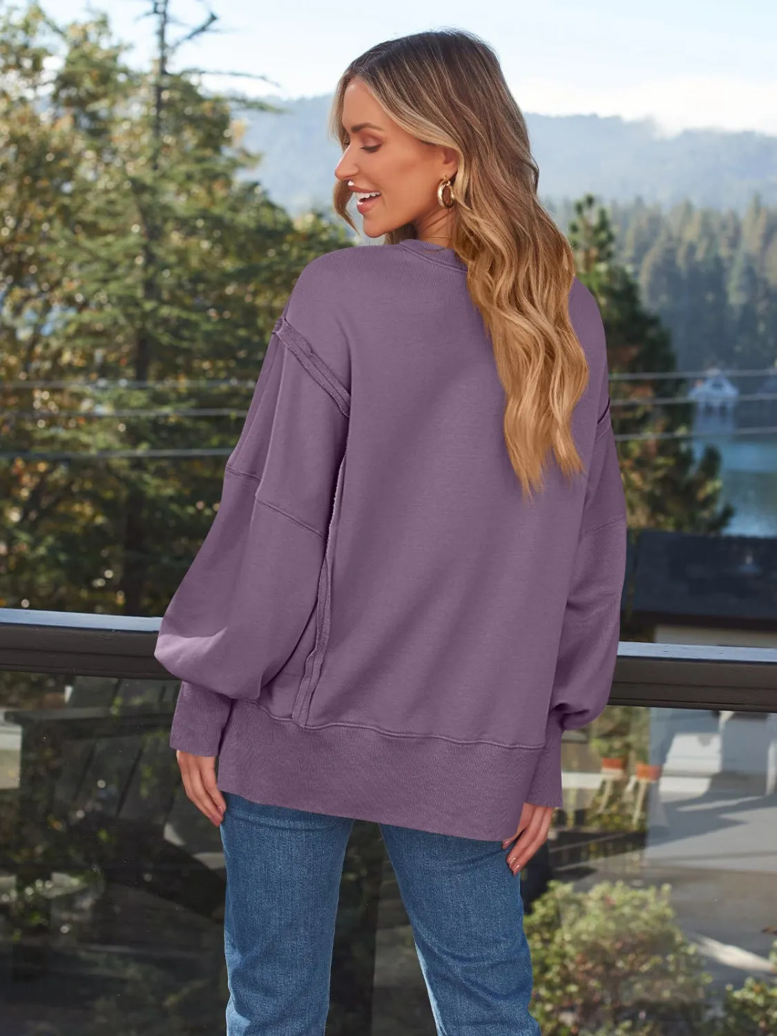 Slit Long Sleeve Sweatshirt