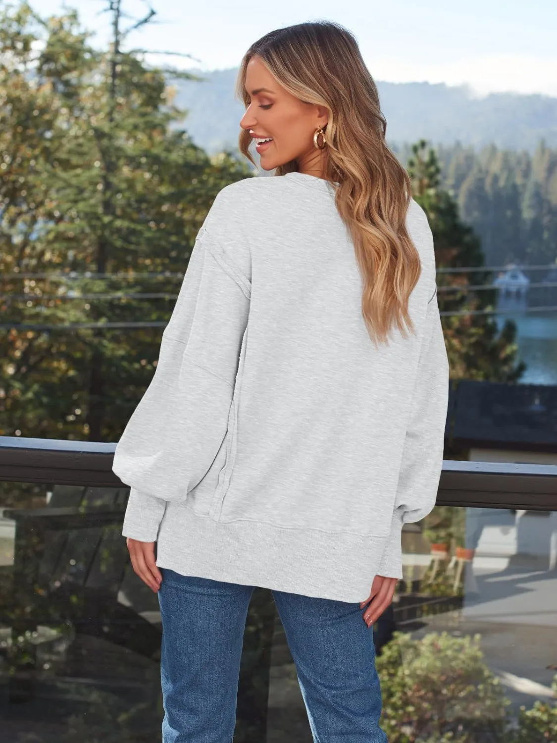 Slit Long Sleeve Sweatshirt
