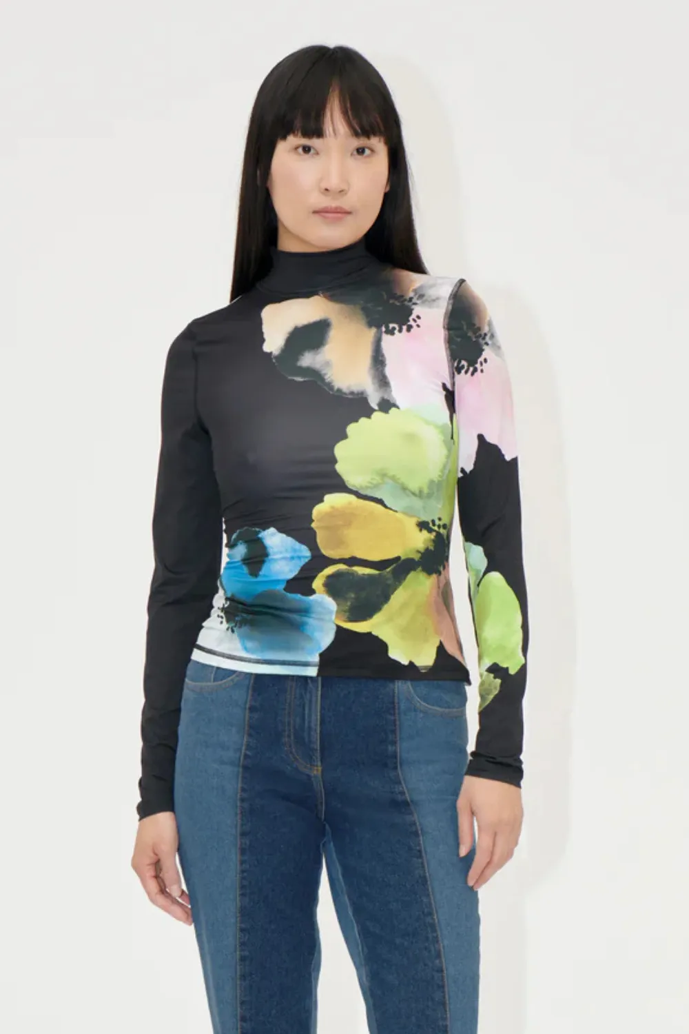 Stine Goya Elastic High Neck Collared Top