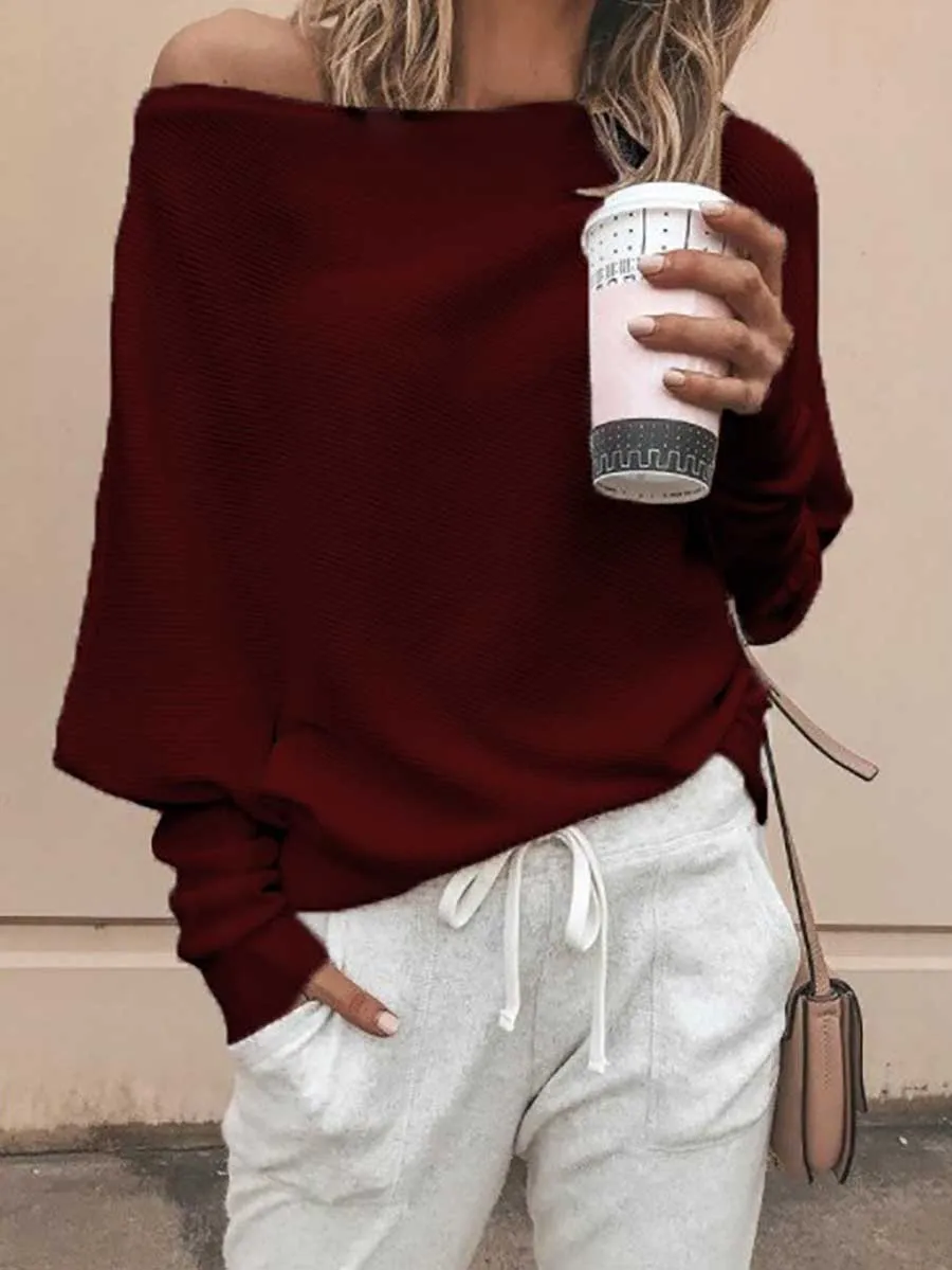 Stunncal Sexy Strapless Plunging Sleeve Sweater