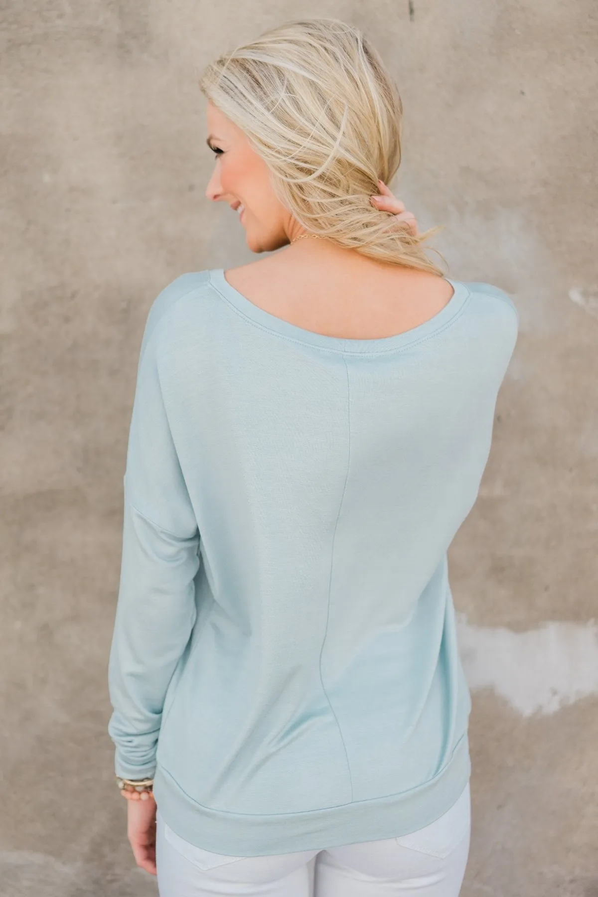 Summer Nights Long Sleeve Top- Baby Blue