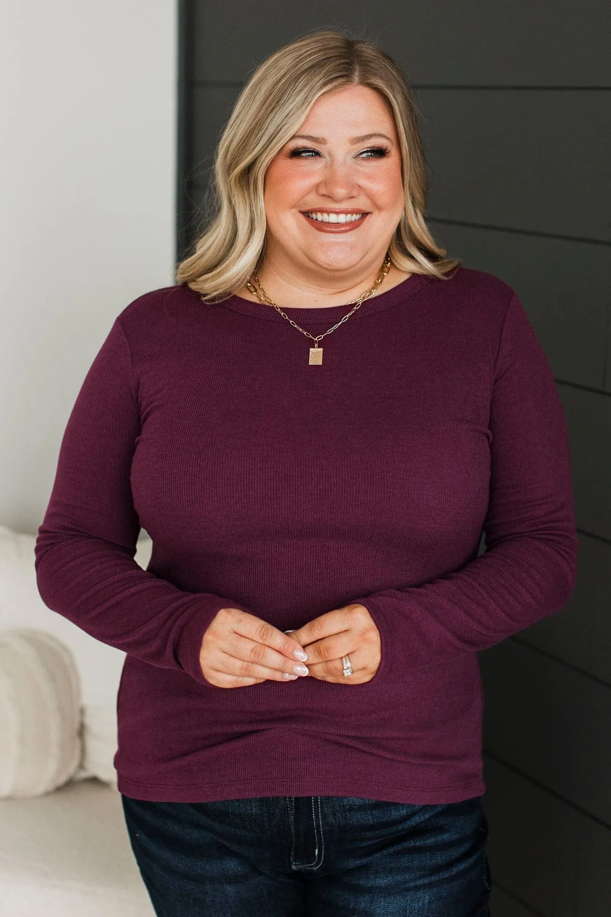 Super Lovable Long Sleeve Top- Wine