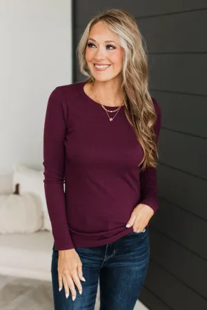 Super Lovable Long Sleeve Top- Wine