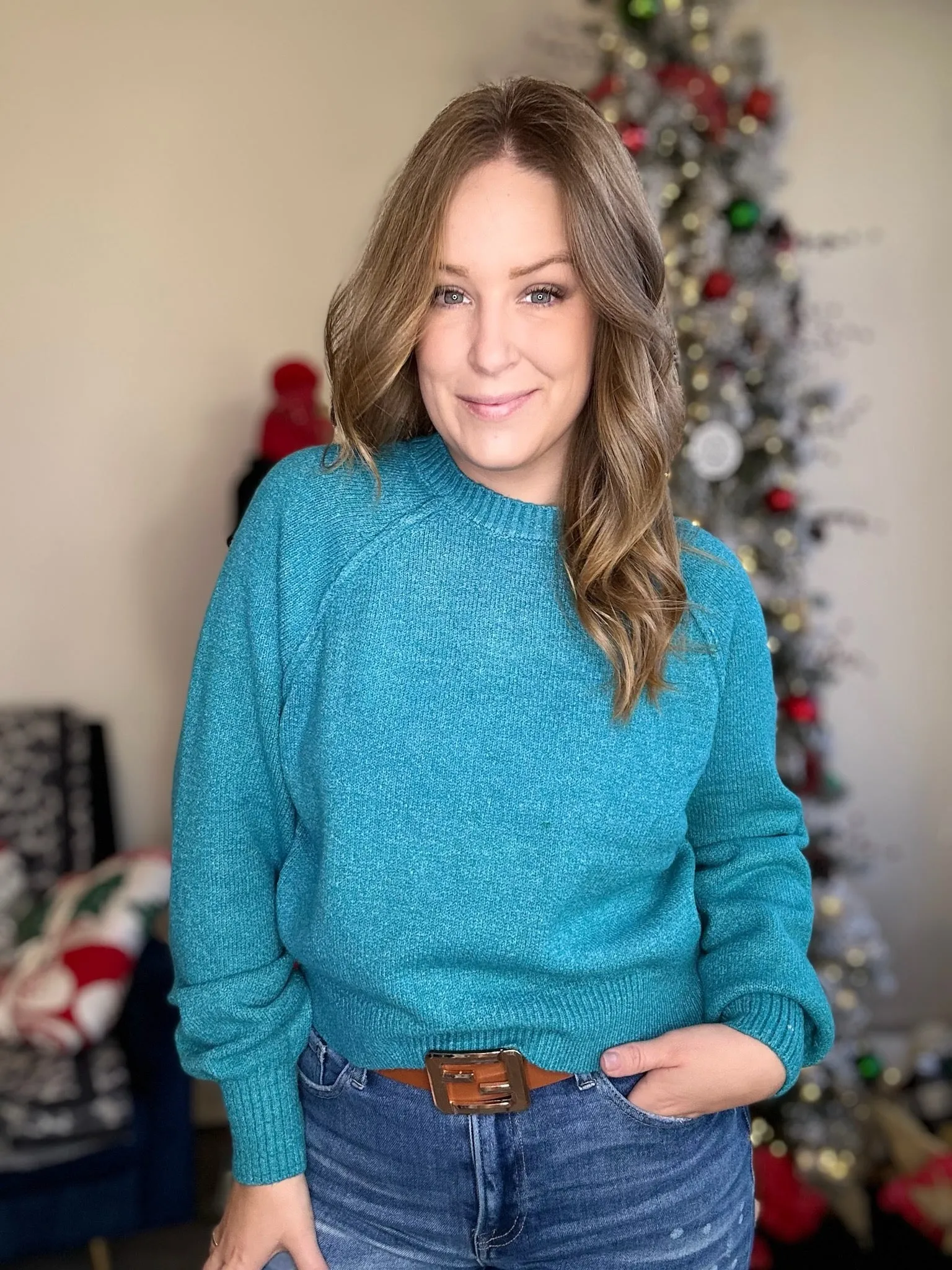 Teal Raglan Sweater