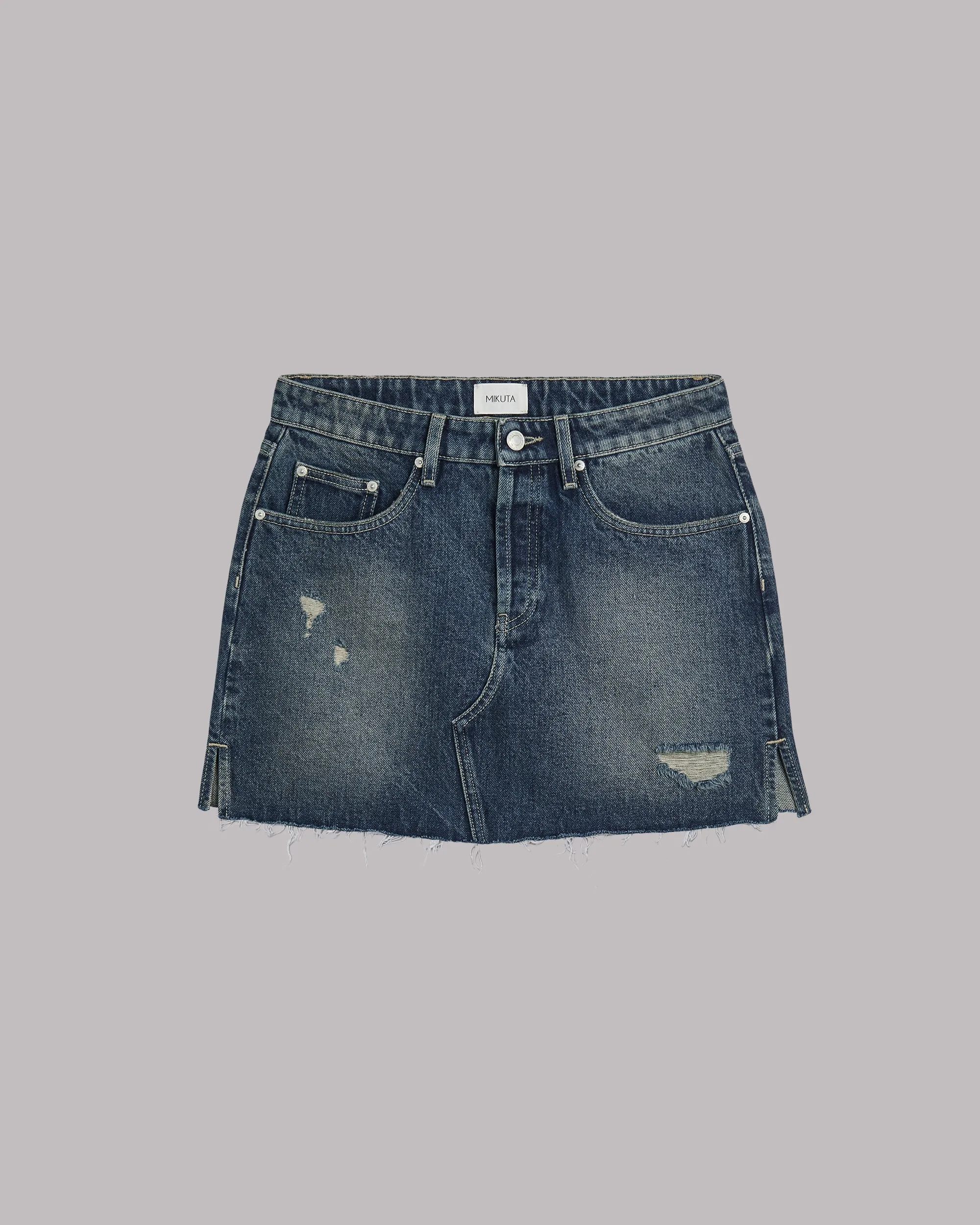 The Dark Blue Slit Denim Skirt