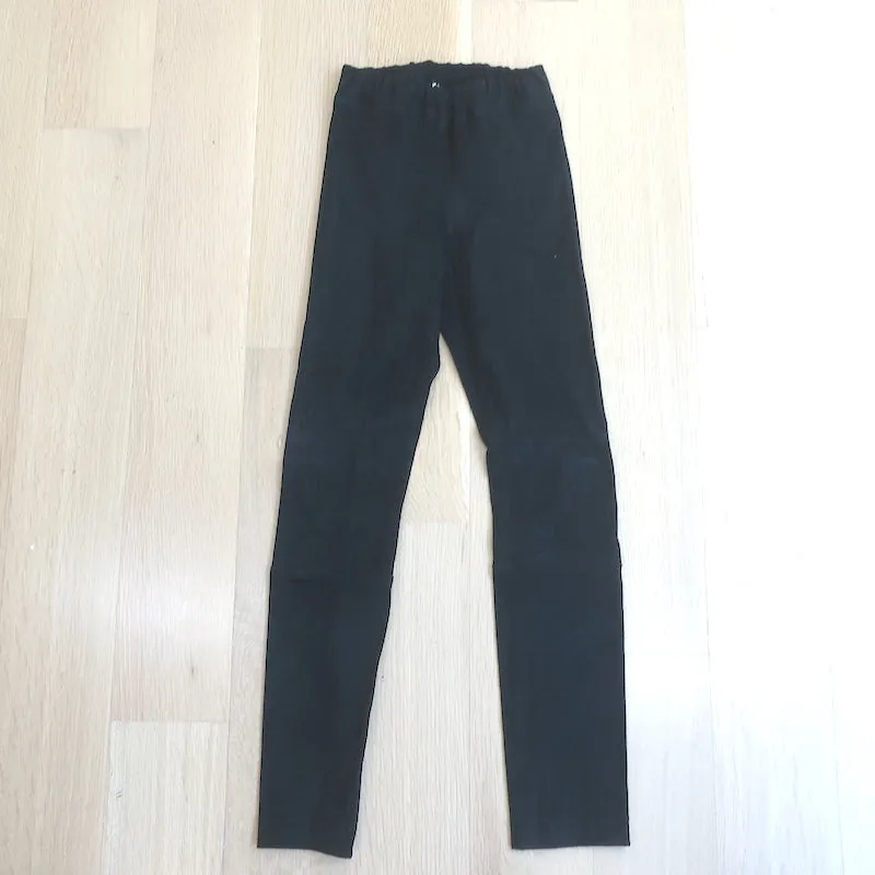 The Row Tomo Suede Leggings Black Size Extra Small Skinny Pants