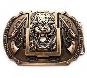 Tiger Revolvers Lighter Belt Buckle Bronze / Roaring Tiger Lighter Belt Buckle