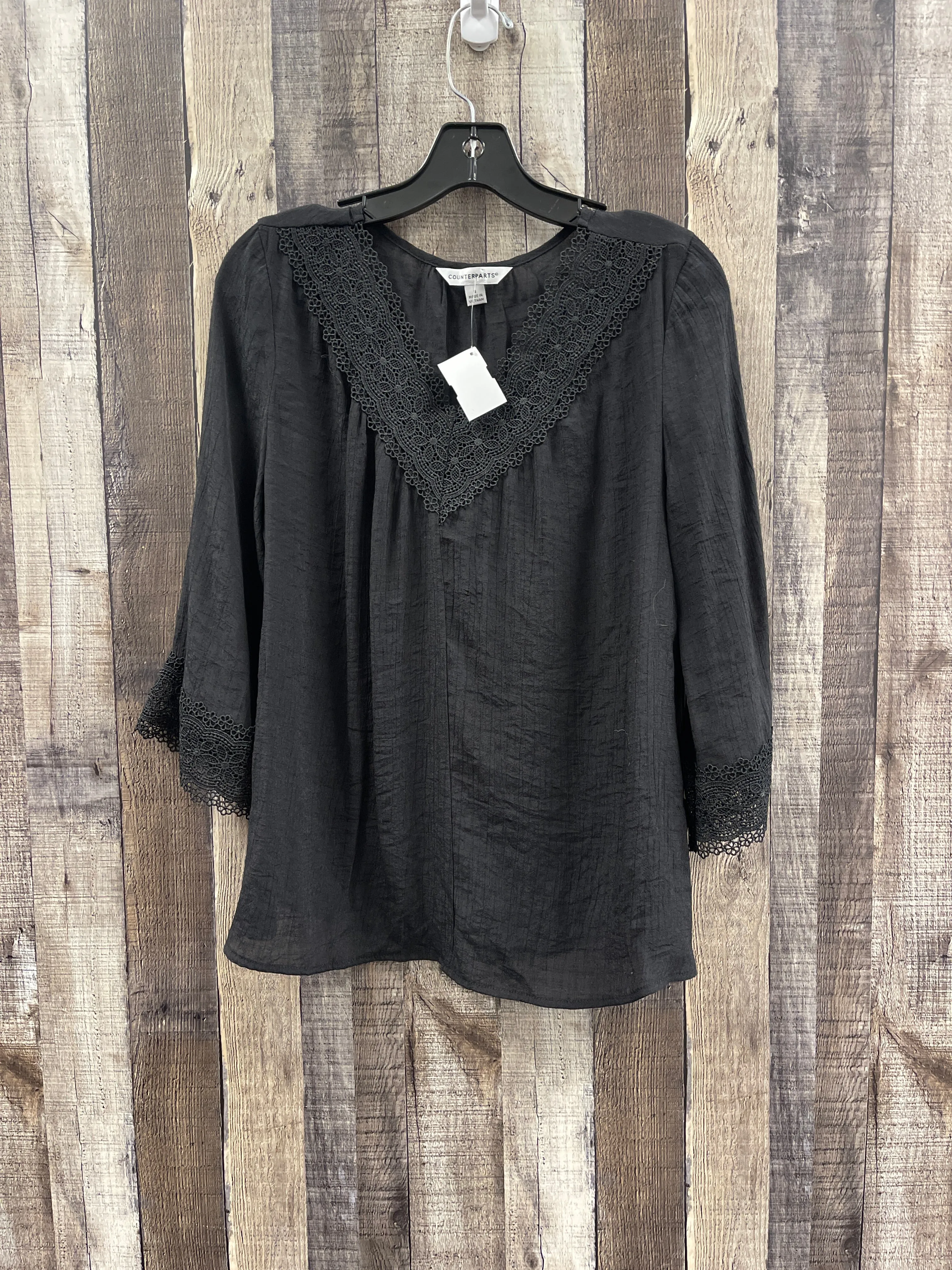 Top Long Sleeve By Counterparts In Black, Size: S